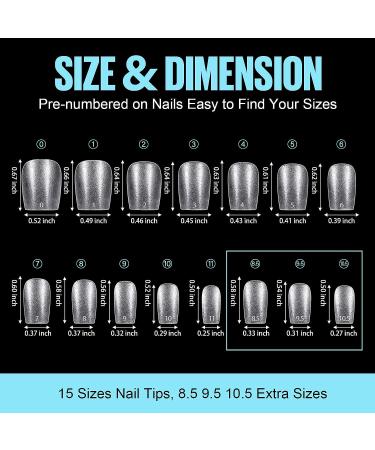 TOMICCA Extra Short Coffin Nail Tips - 450Pcs Soft Gel Tips for Nail Extension | Matte Finish Fake Nails in 15 Sizes with Storage Box - Buy Online on GoSupps.com