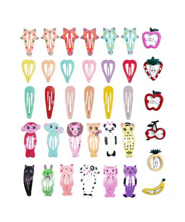 Kafeiya 36 pieces hair clips girls hair clips children's hair clips animals metal print hair clips cartoon design cute clips
