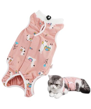 1 piece of cat body after op anti-trim cat professional recovery suit dog cat clothing after castration alternative surgical recreational suit for belly wounds or skin diseases L pink
