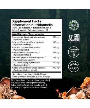 Host Defense Stamets 7 Mushroom Capsules Daily Immune Support & Energy with Organic Mycelium Blend Immune Support Blend with Lion's Mane Chaga Cordyceps Reishi Maitake Mushroom Turkey Tail Mushrooms Supplement Certified Organic Vegetarian Capsules Stamets - Buy Online on GoSupps.com