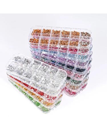 12 Grids Nail Charms Rhinestone Mixed Size Flatback Strass Diamond for Manicure DIY Craft Accessories Nail Decorations (Color : K) - Buy Online on GoSupps.com