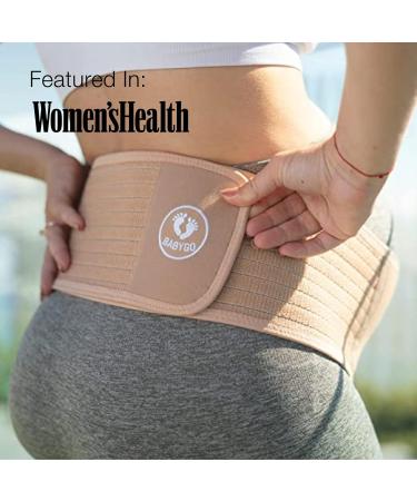 BABYGO 2 in 1 Pregnancy Belly Band Support | Maternity Belt for Back & Hip Pain Relief | Includes 50 Page Book | Nude Beige, One Size - Buy Online on GoSupps.com