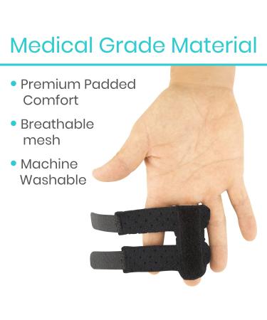 Vive Finger Splint (2 Pack) - Universal Finger Straightener for Arthritis and Pain Relief - Adjustable Brace for Trigger and Broken Fingers - Support for Middle, Index, Ring, Pinky - Black - Buy Online on GoSupps.com