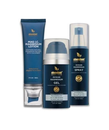 Abundant Natural Health Ocean Magnesium Total Topical Bundle Helps Aid Aches and Bruises Stingless Effective and Quick Absorption Fragrance-Free