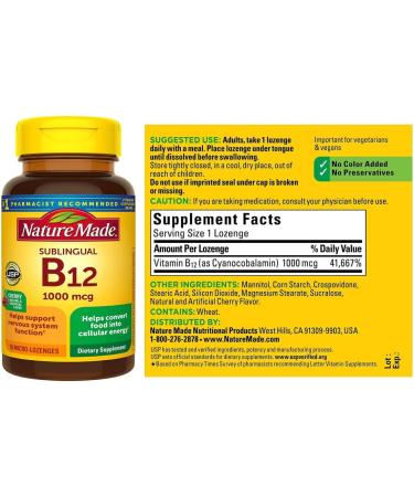 Nature Made B-12 1000 mcg Micro-Lozenges Cherry Flavor 50 ea (Pack of 2) - 100 Count Total - Buy Online on GoSupps.com