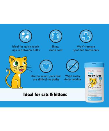 Petkin Kitty Eye Wipes - 40 Moist Wipes for Cats & Kittens - Gentle Eye Cleaning, Removes Dirt, Discharge & Tear Stains - Safe & Convenient Pet Wipes for Home or Travel - Buy Online on GoSupps.com