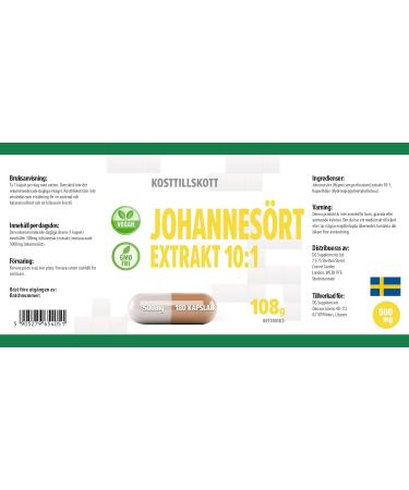 Millepertuis (St. John's Wort) quivalent 5.000 mg (500 mg d'extrait 10:1) 180 g lules v g taliennes test es en laboratoire par des tiers - Buy Online on GoSupps.com