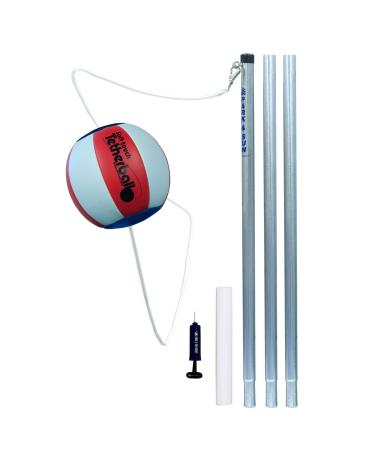Park & Sun Sports Portable Outdoor Red White and Blue Tetherball Set with Accessories (3-Piece Pole), Multi