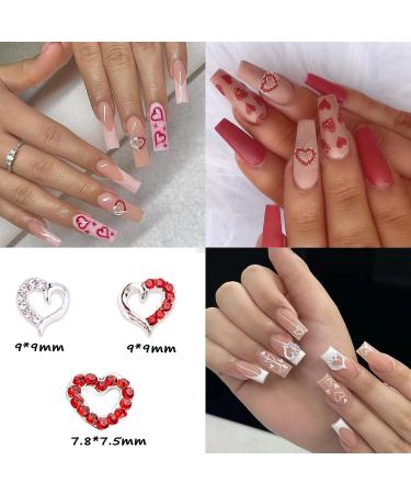 28PCS Heart Nail Art Charms Set - Gold & Silver Metal with Rhinestones & Pearls - Luxurious Nail Supplies for Women & Girls - DIY Nail Accessories - Buy Online on GoSupps.com