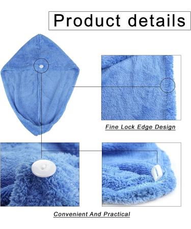 YQBFTC Turban Towel Set - Super Absorbent Microfiber Hair Towels (Blue & Pink) for All Hair Types | Quick-Dry & Button Design - Buy Online on GoSupps.com