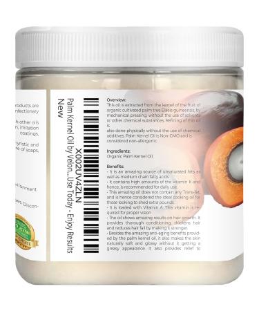 Velona USDA Organic Palm Kernel Oil 8 Fl Oz | 100% Pure Natural Carrier Oil for Face Hair & Skin Care - Buy Online on GoSupps.com