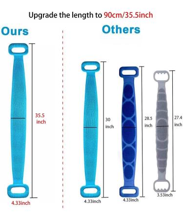 Silicone Back Scrubber for Shower - 35.5 inches with Handle | Long Body Brush for Men and Women | Deep Clean Massage Skin - Buy Online on GoSupps.com