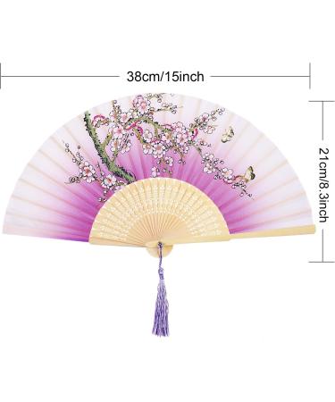 4 Pieces Folding Fans Handheld Fans Bamboo Fans with Tassel Women's Hollowed Bamboo Hand Holding Fans for Wall Decoration Gifts (Purple Dark Blue Pink and Sky Blue) Dark Blue Pink Purple Sky Blue - Buy Online on GoSupps.com
