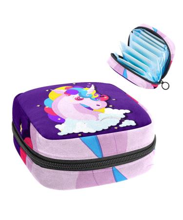 Women's bonds storage pockets Stillpad holder purple unicorn portable period kit pocket feminine product bag for women girls color1
