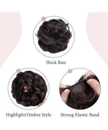 Messy Hair Scrunchies Hair Bun Extensions | Curly Wavy Updo Ponytail - Natural Black 30g | Chignons Hair Accessories - Buy Online on GoSupps.com