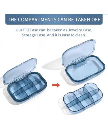 6 Compartment Pill Box - Moisture Proof Travel Organizer for Vitamins & Supplements - Portable Medicine Case in Blue - Buy Online on GoSupps.com