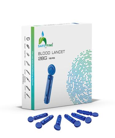 SafeFine 28G 3mm Blood Lancets Sterile Compatible with Most Lancing Devices 100 pcs/box