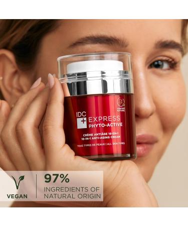IDC Dermo Express 16-in-1 Anti Aging Face Cream - Hyaluronic Acid Moisturizer for Face Eyes & Neck - Vegan Wrinkle Care for All Skin Types - 1.7 fl oz - Buy Online on GoSupps.com