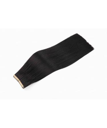 Hotlulana Real Hair Tape Extensions - Natural Black 18-Inch 40pcs (80g) | 100% Invisible Skin Weft #1B - Buy Online on GoSupps.com