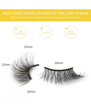 KOUSEI Half Wispy False Eyelashes - 6 Pairs Pack for Natural 3D Fluffy Look (6-BM-09) - Buy Online on GoSupps.com