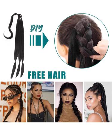 EMMOR Long Braided Ponytail Extension with Hair Straight Wrap Around Ponytail Hair Extensions with Hair Tie Soft healthy Synthetic Hair Piece for Women girls Daily(33 inch Brown) Brown 1pc - Buy Online on GoSupps.com