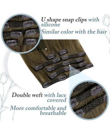 Runature Real Hair Extensions Clip - Balayage Brown Blonde 40cm Invisible 120g 7PCs - Clip-in Real Hair Extensions - Buy Online on GoSupps.com