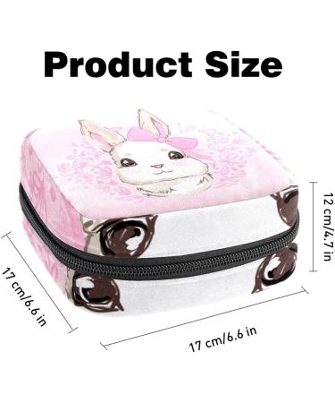 Stylish Menstruation Pad Bag for Women & Girls | Zippered Tampon & Napkin Storage with Hand-Drawn Rabbits - Pink Feeder Design - Buy Online on GoSupps.com