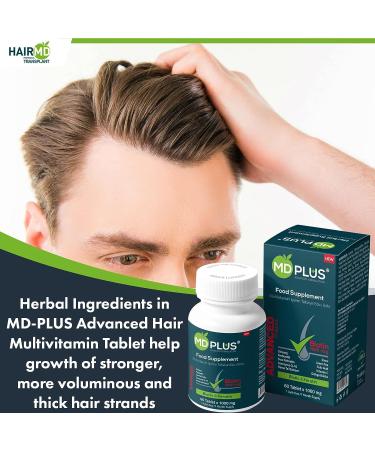 HairMD MD Plus Hair Growth Multivitamin Tablets - Biotin, Keratin, Saw Palmetto - Hair Loss Treatment & DHT Blocker - Buy Online on GoSupps.com