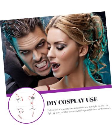 Abaodam 2 Sheets Halloween Decorations Sticker Plastic Party for Children Halloween Cosplay Props Fake face Face Funny Eye Patch - Buy Online on GoSupps.com