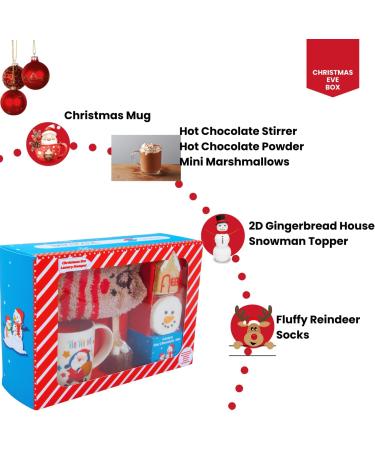 Christmas Eve box for Kids Adults - Luxury Hot Chocolate Hamper -Red and White Candy Canes Santa Mug Gingerbread Man Instant Hot Chocolate Powder Warm Socks Toppers Stirrer - Xmas Gifts Boy Girl - Buy Online on GoSupps.com