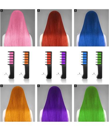 Hair Chalk Comb Set of 6 PCS Temporary Hair Color Dye for Girls and Boys Dress Up Party Cosplay Festivals Salon Art DIY Hair Style Highlighting Easy Dye and Wash Out - Buy Online on GoSupps.com