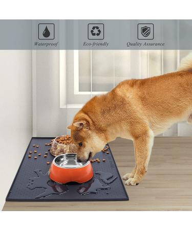 Vivaglory Waterproof Non-Slip Pet Food Mat 24x16 - Anti-Mess Raised Edge Dog Bowl Mat - Food Grade Silicone - Black - Buy Online on GoSupps.com