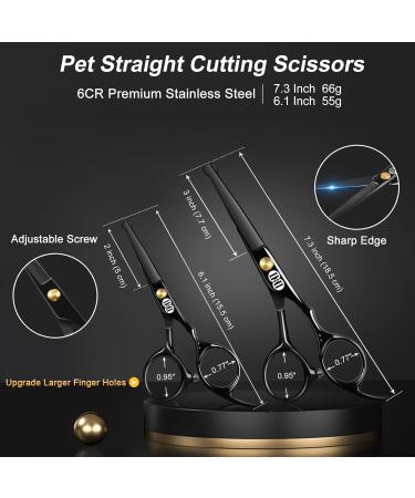 CIICII 10-in-1 Dog Grooming Scissors Kit - Professional Pet Grooming Set with Safety Round Tip for Dogs/Cats, DIY Home Salon - Black - Buy Online on GoSupps.com