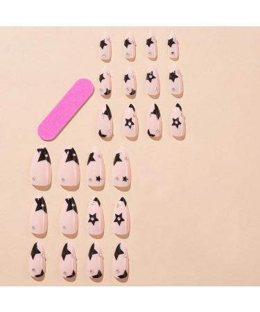 False Nails 24pcs French Almond-shaped Rhinestone Star Durable False Nails Women's Supply Fade-resistant Fake Nails Mixed Style - Buy Online on GoSupps.com