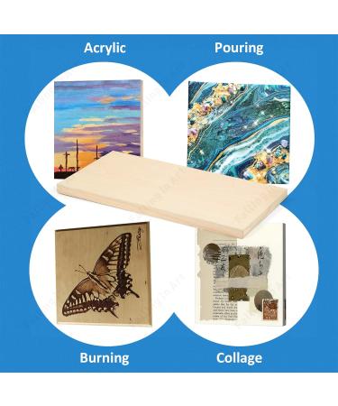Falling in Art 8x16 Birch Wood Panels Kit - 4 Pack Studio Cradle Boards for Painting, Pouring Art, Crafts & Burning - 3/4 Deep Wooden Canvas - Buy Online on GoSupps.com