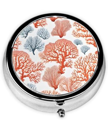 Coral Reef Round Pill Box - 3 Compartment Portable Travel Medicine Organizer | Mini Decorative Pill Case for Vitamins & Tablets - Buy Online on GoSupps.com