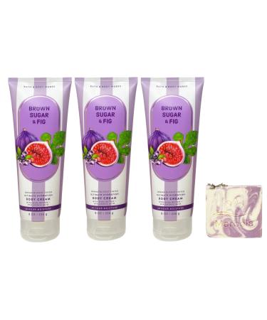 Bath & Body Works Brown Sugar & Fig 3 Ultimate Hydration Body Creams with a Lavender Dream Bar Soap