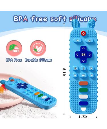 Scuwtocn Silicone Teether Toys for Baby 6-12 Months | Remote Control Shape Teething Toy - Sky Blue - Buy Online on GoSupps.com