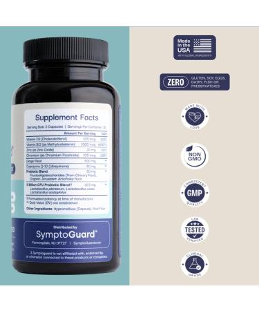 Natural GLP-1 Supplement Support Vitamin for Digestive Comfort and Energy Levels with Pre and Probiotics Vitamin D3/B12 Chromium and Ginger Root 60 Capsules (30 Day Supply) - Buy Online on GoSupps.com