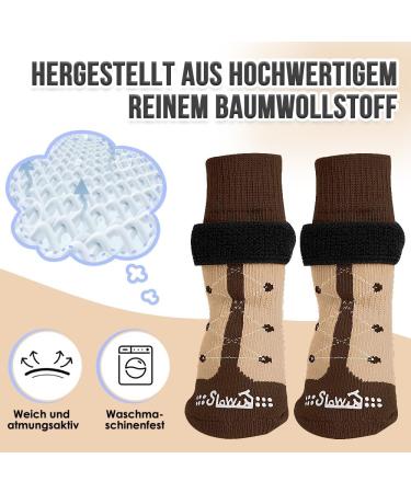 Eyein Double-Sided Anti-Slip Dog Socks - 3 Pairs of Soft Adjustable Velcro Paw Protection for Hardwood Floors - Brown Size M - Buy Online on GoSupps.com