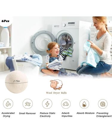 Set of 6 Wool Dryer Balls | Reusable Laundry Balls to Reduce Drying Time & Static Cling | Eco-Friendly Dryer Lint Balls with Fragrance Options - Buy Online on GoSupps.com