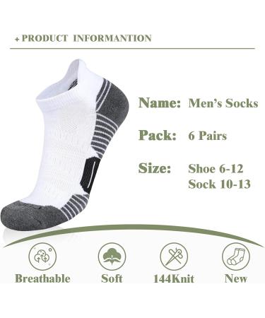 COOVAN Mens Ankle Athletic Socks - 6 Pack Light Grey | Cushioned & Breathable Low Cut Tab Socks - Buy Online on GoSupps.com