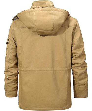 Shop Hanxiulin Men's Fleece Jacket - Cozy Plush Winter Coat with Hood Casual & Slim Fit Available in Khaki XXL - Buy Online on GoSupps.com