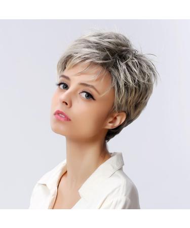Buy 10 Women's Short Synthetic Blonde Wigs with Dark Roots - International Shipping Available - Buy Online on GoSupps.com
