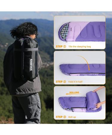 Camping Sleeping Bag - 32 Sleeping Bags for Cold Weather Camping - Adults, Kids, Teens - 3-4 Season Warm Sleeping Bag - Camping Gear for Outdoors - Dark Purple & Light Purple - Buy Online on GoSupps.com