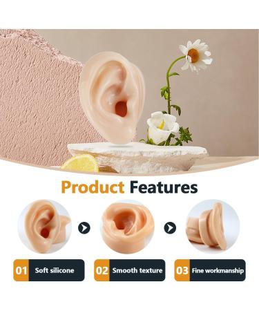 2 Pcs Silicone Ear Model Fake Ear Models Left and Right Soft Flexible Model Fake Ear Piercing Practice Realistic Silicone Ear Mold for Study Practice Teaching Tool Jewelry Display - Buy Online on GoSupps.com