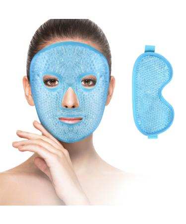 Cooling Mask Gel Eye Mask Reusable Hot Cold Eye Mask Soft Plush Backing Face SPA for Dark Circles or Puffiness/Eye Bags/Dry Eyes/Headaches/Migraines/Stress Relief Eye Mask + face Mask