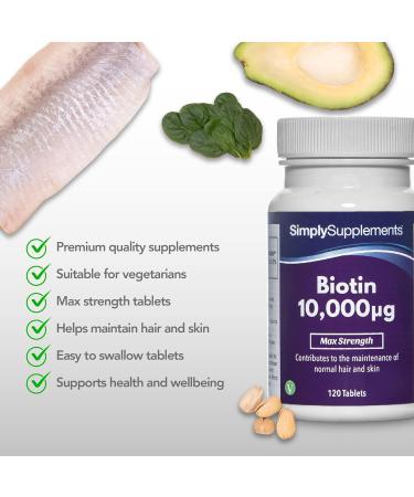 Biotin 10000 mcg Tablets for Healthy Hair & Skin | Vegan Friendly | 120 Tablets | UK Manufactured - Buy Online on GoSupps.com