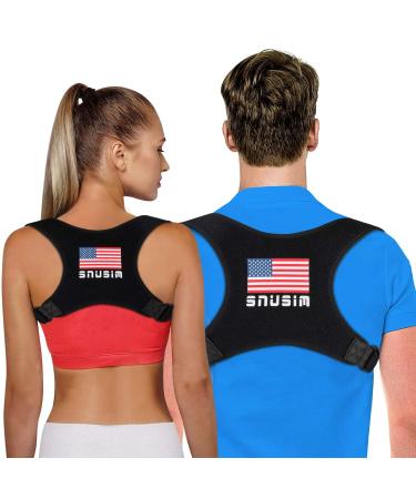 SNUSIM Posture Corrector Upper Back Brace for Women and Men Neck Shoulder Back Support Brace Pain Relief Belt for Women Men Braces Spine Straightener Breathable - Adjustable