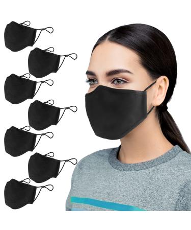 Ansta fabric mask 7-piece washable face masks made of cotton multifunctional for women and men washable reusable unisex adjustable dust protection black